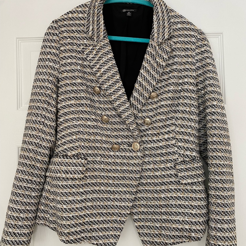 Versona Black and Cream Striped Blazer